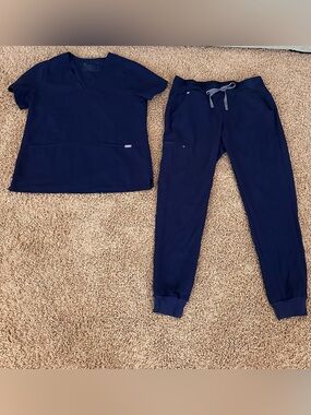 Figs Navy Scrub Set Large Tall